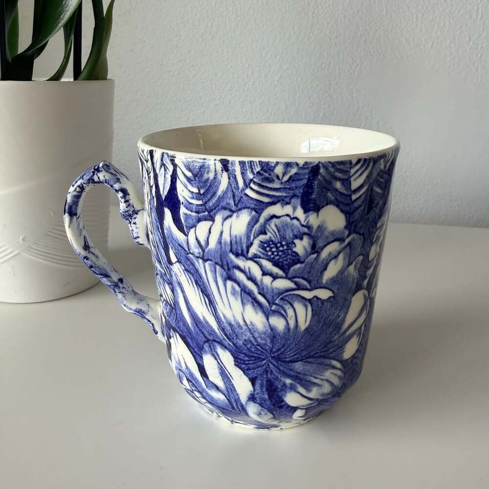 Churchill Bermuda Blue Peony Coffee Mug Made in England
